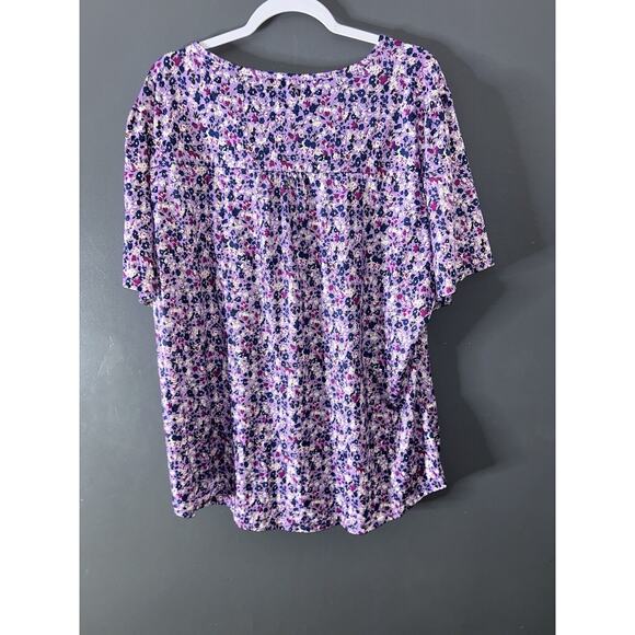 New W/T Fantaslook Blouse Women’s XXXL Floral Short Sleeve Lightweight Stretch - Picture 2 of 3